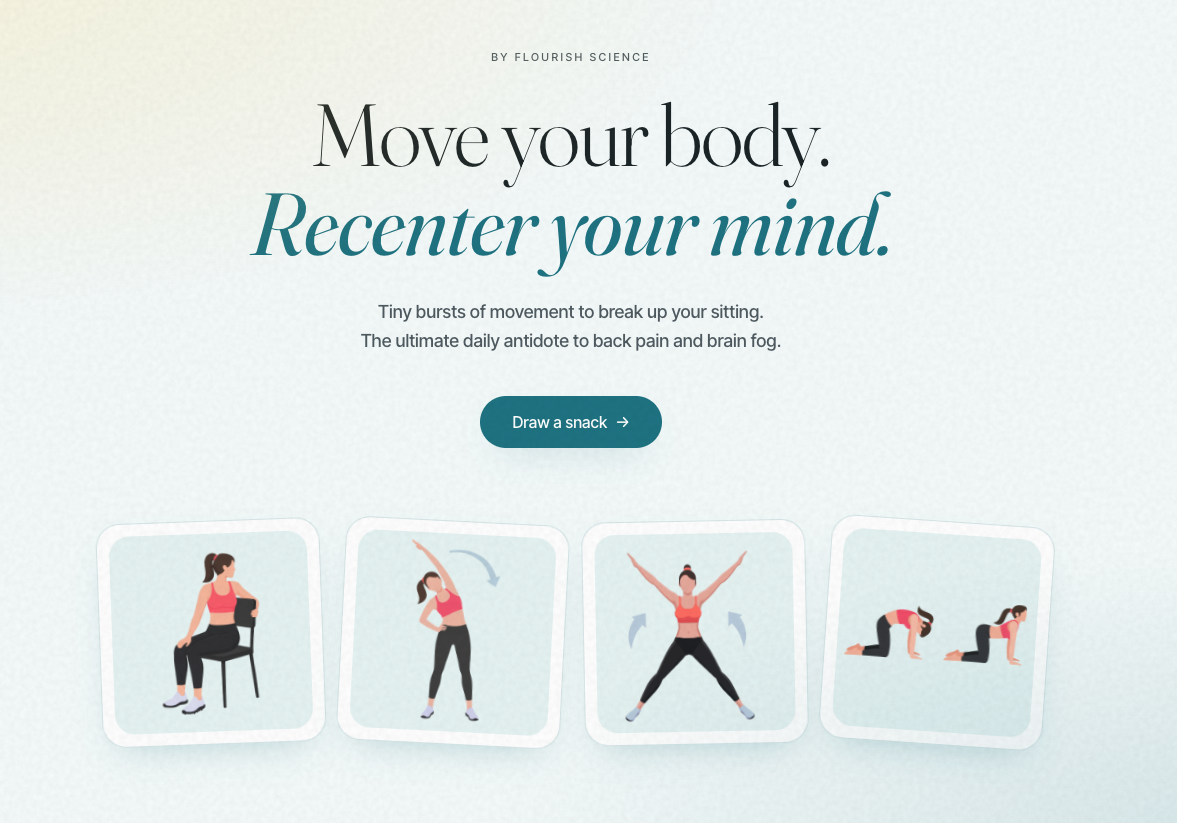 Movement Snacks illustration — tiny bursts of movement to break up sitting and recenter your mind